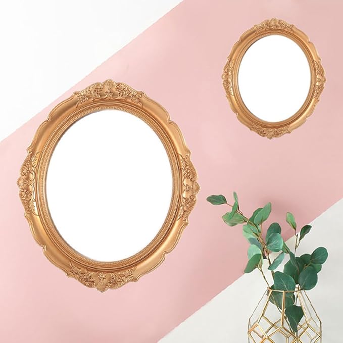 Vaguelly Retro Style Makeup Mirror Tray Gold Vintage Cosmetic Organizer for Vanity Tabletop, Delicate Women’s Makeup Mirror Suitable for Dressing Table and Beauty Salon Use