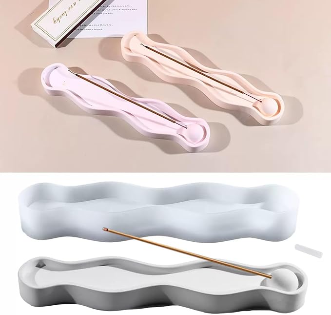 Wave Shaped Incense Holder Resin Mold, Incense Burner Stick Base Mold for Home Office Decor
