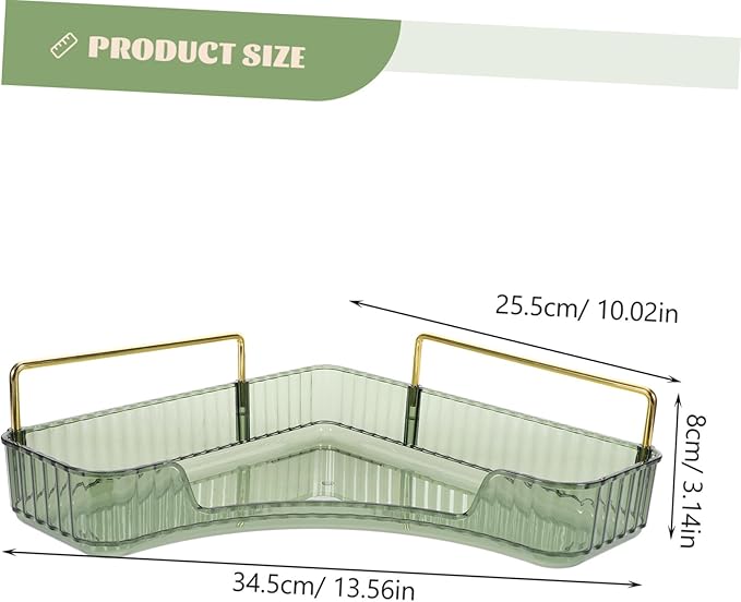 VOSAREA Triangular Makeup Organizer Green Cosmetic Storage Rack Single Layer Vanity Shelf for Bathroom Counter Perfume and Jewelry Display for Bedroom