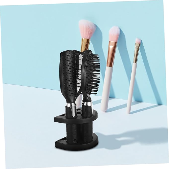 Beavorty Vintage Makeup Mirror Set Plastic Comb Organizer Rack 4-Piece Portable Vanity Mirror and Hair Tool Holder for Desktop Use for Stylists and Barbers