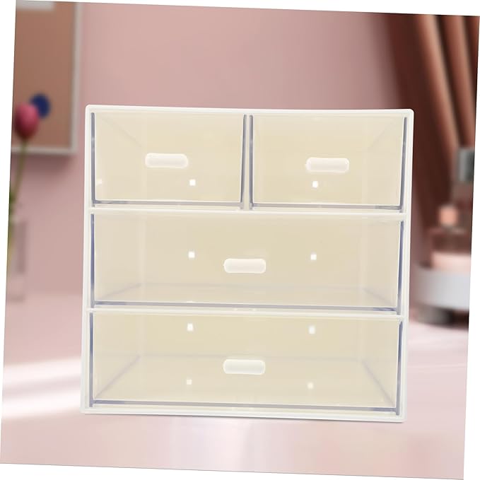 BESTYASH Drawer Style Desktop Storage Box 4-Compartment Versatile Organizer for Office and Home Multi-Purpose Plastic Desk Organizer for Tea Bags and Coffee Capsules