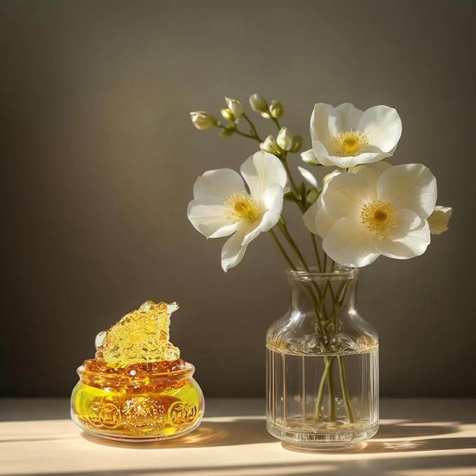 Feng Shui Golden Treasure Basin Lucky Money Toad and About 30 PCS Ingot Yuan Bao, 3in Crystal Glass Treasure Basin, 2in Golden Toad Ideal Adornment for Attracting Wealth, Office Home Decor