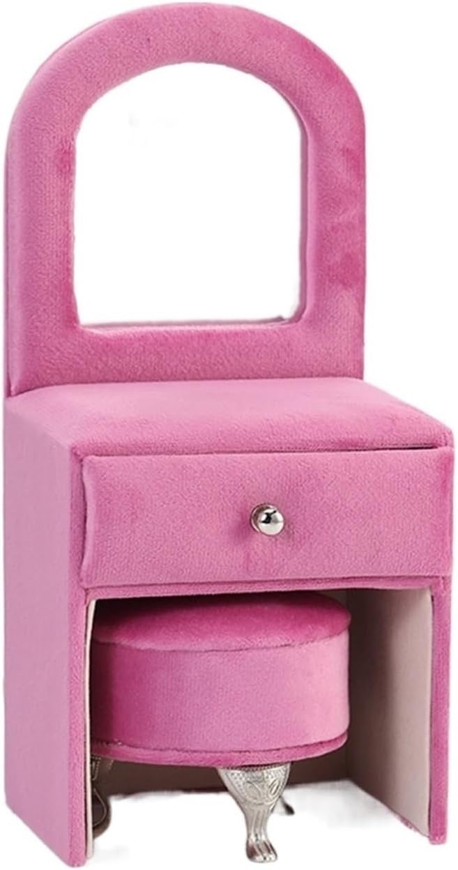 Makeup Organizer Miniature Furniture Shaped Gray Jewelry Organizer Earrings Necklace Ring Organizer Jewelry Makeup Mirror Ring Organizer Storage Box (Color : Pink, Size : C)