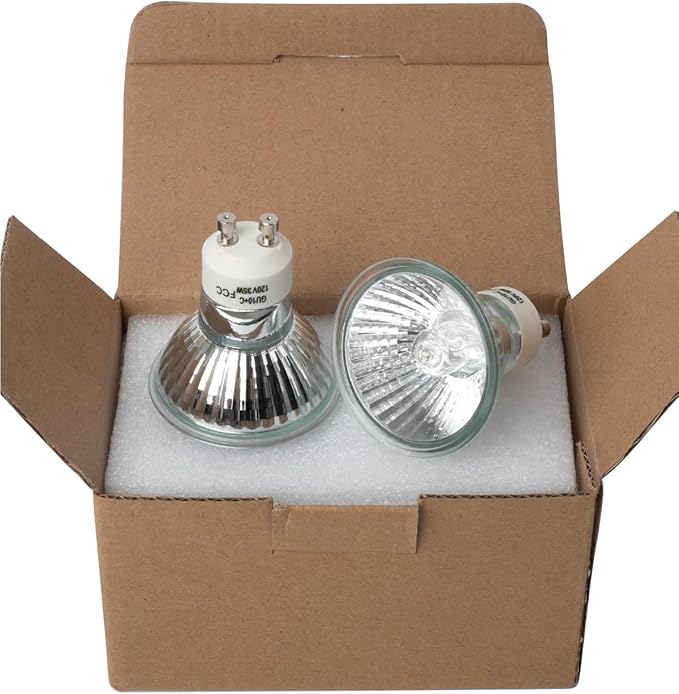 Elenhome 120v 35W GU10 Bulb for Candle Warmer Lamp, 2pcs gu10+c Dimmable 2800K Warm White Halogen Light Bulbs 2 pin, Wax Burner Light Bulb, Full Glass Cover Reflector Track & Recessed Light Bulbs