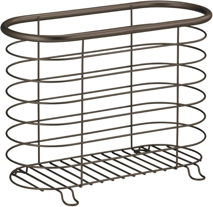 mDesign Newspaper and Magazine Rack for Bathroom, Office, Den - Bronze
