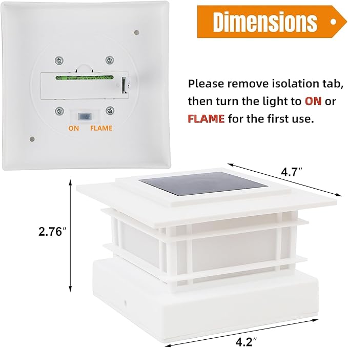 Dynaming 4x4 Solar Post Cap Lights Outdoor with Flickering Flame Light, White Shell Fence Post Solar Lights Fit Vinyl/Wooden Posts, Brightness LED Lighting Decor for Garden Deck Patio, 12 Pack