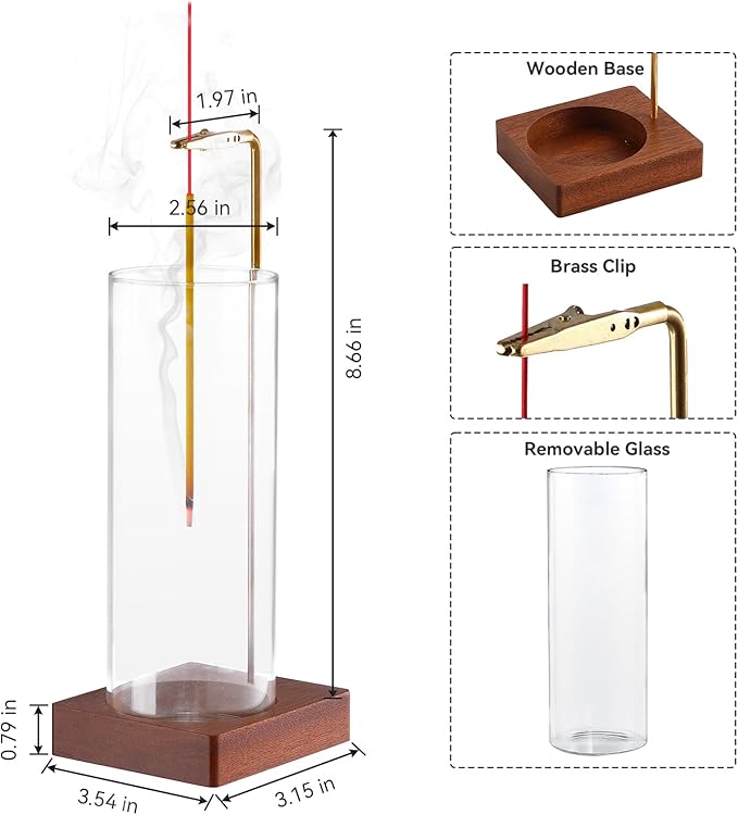 2 Pack Incense Holder for Sticks, Insence-Stick Holder Ash Catcher with Removable Glass [Anti-Ash Flying], Mess-Free Incense Burner, Perfect for Meditation Yoga Relaxation, Home Decor