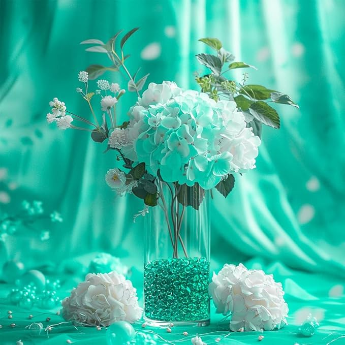 HappyFiller 4400 PCS Teal Tiny Acrylic Beads Gemstone Party Confetti Table Scatters Gems 7mm for Vase Filler,Floral Arrangement,Bridal Shower Decoration,Home Centerpieces,Candle Display