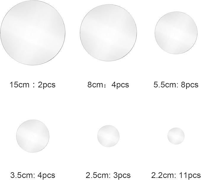 32 Pieces Removable Acrylic Mirror Setting Wall Sticker Decal for Home Living Room Bedroom Decor (Round Circle, 32 Pieces)