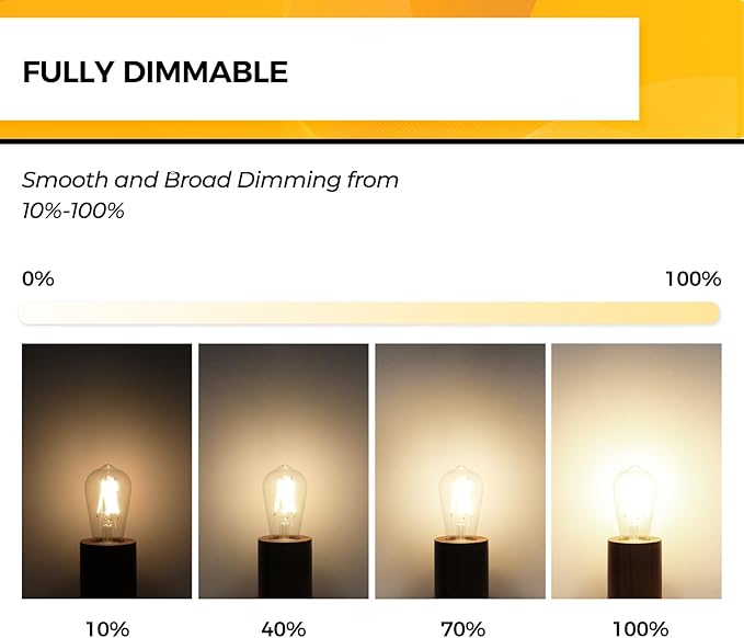 Hizashi LED Edison Bulbs, 6W, Equivalent 60W, Dimmable E26 LED Bulb, 3000K Soft White, 90+ CRI 700 Lumens, ST19 Vintage Light Bulbs, Clear Glass, Pack of 3