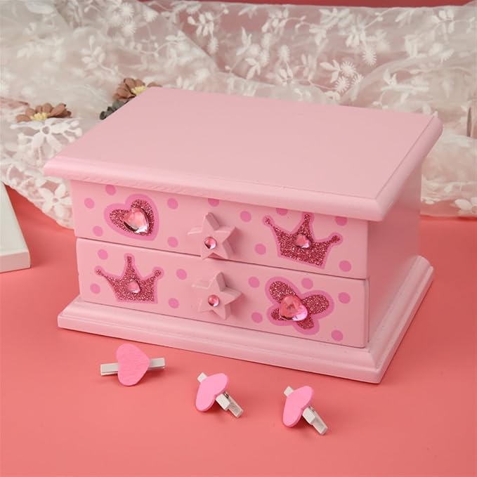 Makeup Organizer Jewelry Organizer Necklace Ring Earring Organizer Double Layer Princess Hairpin Jewelry Box Music Multi-Layer Jewelry Box Storage Box