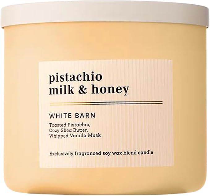 Bath & Body Works 3-Wick Candle, Pistachio Milk & Honey Candle, Strong Throw, Long-Lasting Burn Up to 45 Hours, Exclusively Fragranced Soy Wax Blend, 14.5 oz - 1 Pack