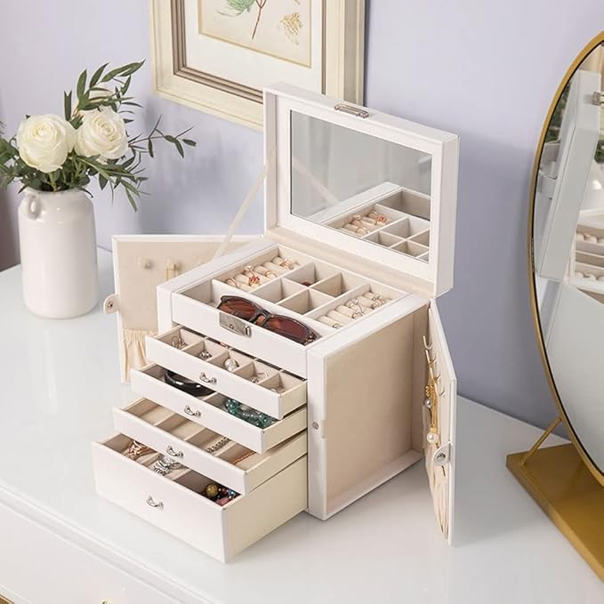 Makeup Organizers Jewelry Box Storage Box Large-Capacity Multi-Layer Jewelry Box Can Store Display Ring Bracelet Necklace Earrings Watch Jewelry Case (Color : A)