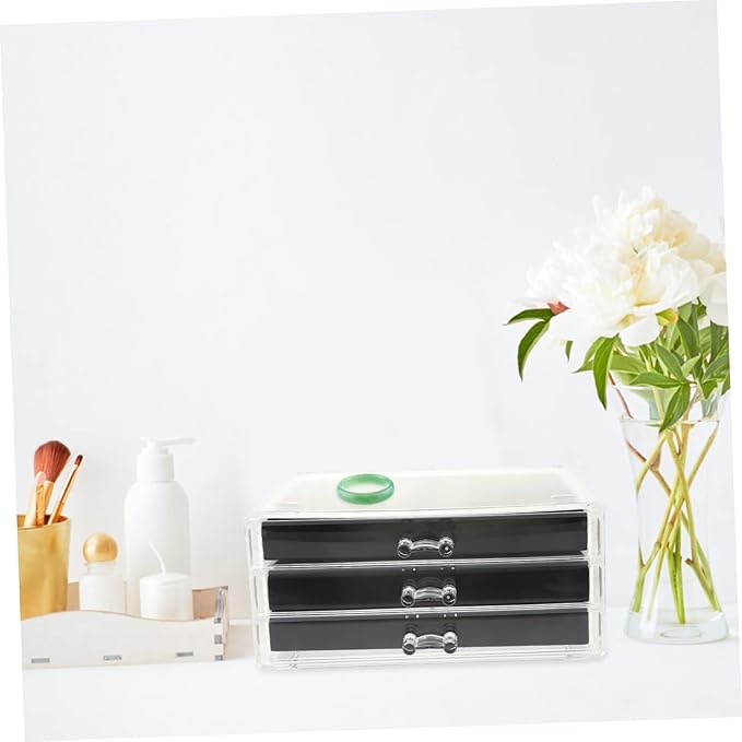 PartyKindom Jewelry Storage Box for Earrings Necklaces Compact Multi-layer Organizer for Makeup Accessories Elegant Display Case for Dressing Table