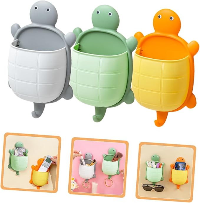 GARVALON Turtle Design Wall Mount Storage Box Pp Material Bathroom Makeup Organizer Floating Shelf for Living Room
