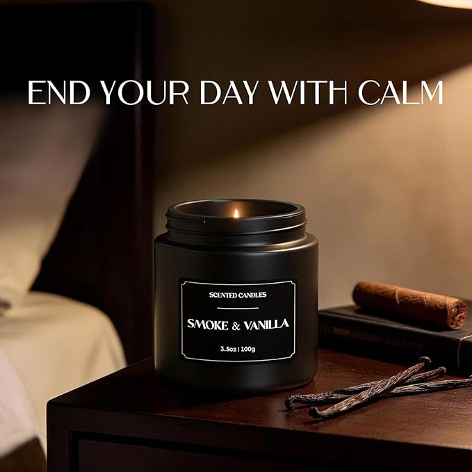 NORVENCE Scented Candles Gift Set, Stress Relief Candles for Home, Premium Soy Candle Set, Candles for Men and Men, Birthday Gifts (Black, 7 oz)