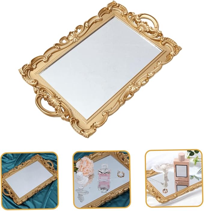 Decorative Mirror Perfume Tray Elegant Vanity Tray for Dresser Tops Premium Makeup Organizer for Wedding Candy Display Home Decor Photography Prop