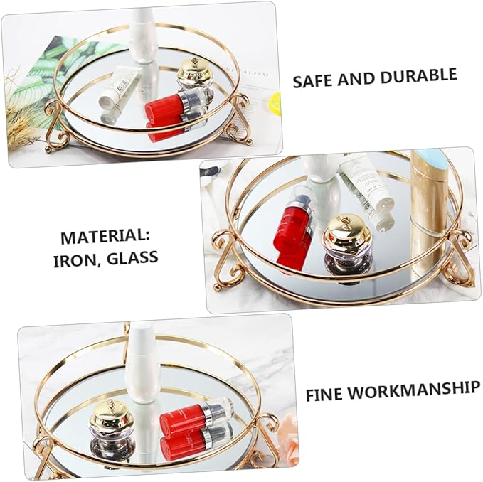 1pc Decorative Mirror Tray for Cosmetics Storage Creative Vanity Organizer for Makeup Perfume Jewelry and Home Decor for Dresser Bathroom and Special Occasions