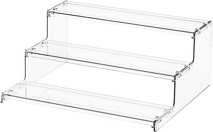 Yieach 3 Tier Acrylic Display Stands for Cupcake Stand,Dessert,Perfume Stand Organizer and Figurine Display Shelf,Tiered Clear Acrylic Display Risers for Cologne,Collection,Spice Rack,Perfume Display