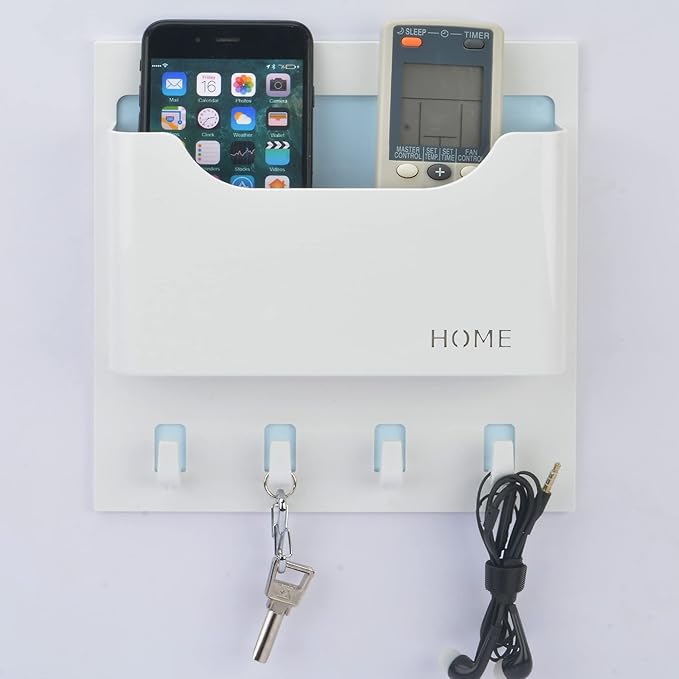 Bedside Shelf Organizer,Stick On Adhesive Wall Mounted Floating Shelf Entryway Mail/Keys Holder - Good for Home,Dorm,Bedroom(Horizontal Type/Black)