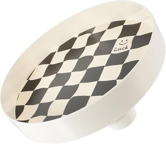 VALICLUD Black and White Checkered Large Decorative Tray Jewelry Dish Perfume Storage Makeup Organizer for Vanity Table Desktop Sundries Holder