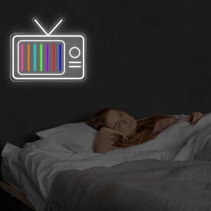 Retro TV Led Neon Sign - Vintage Old TV Set with TV Interference No Signal - Perfect Wall Décor for your 90s Theme Party, 13"x15.2"
