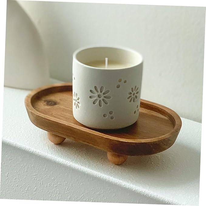 Totority Wooden Serving Tray Multi-Function Organizer Tray for Keys Makeup Rings Holder Dish Aromatherapy Display