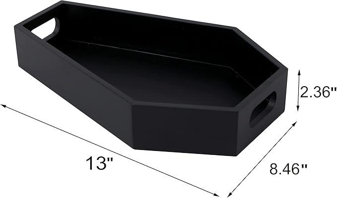 Gothic Coffin Decor Gothic Wooden Makeup Organizer for Vanity,Spooky Halloween Decor for Bathroom,Living Room or Bedroom Witchy Gifts for Women-Black