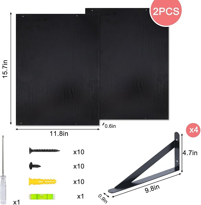 Fixwal Deep Floating Shelves for Wall, 15.7in X 11.8in X 0.6in Wide Black Shelves for Bedroom, Large Wall Shelf for Living Room, Kitchen, Bathroom, Laundry Room and Decor Storage (Set of 2)