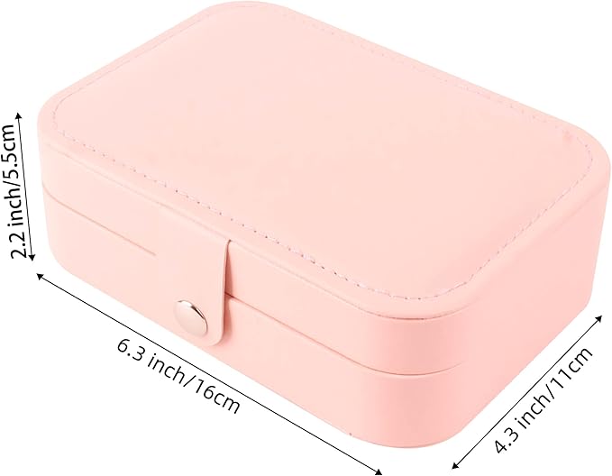 OceeK Travel Jewelry Box,Travel Jewelry Case for Girls Women Mothers, Travel Jewelry Organizer Case, PU Leather Pink,1 Pack