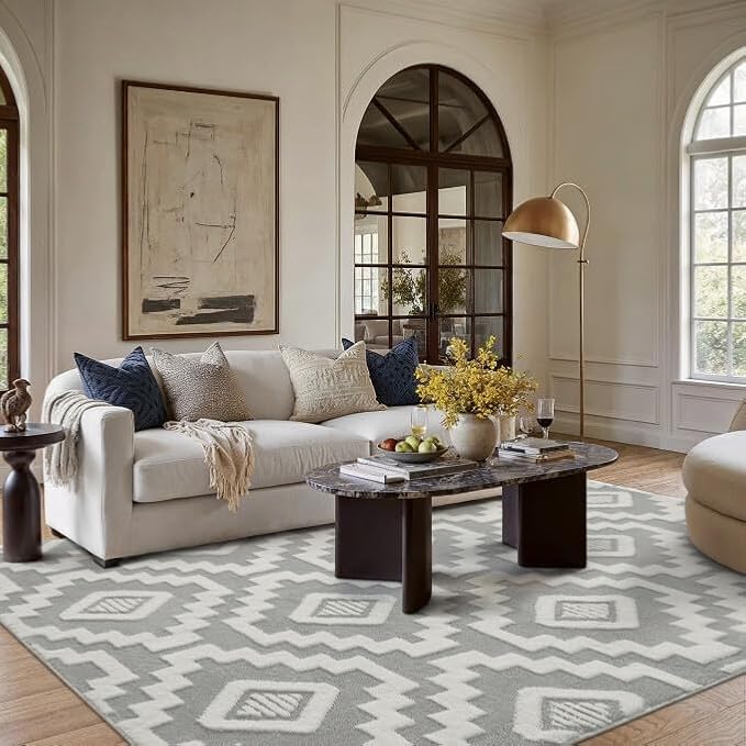 PureCozy Super Soft Shag Rug 5x7 for Living Room Modern Gray Washable Large Area Rugs High Pile Non-Shedding Throw Rugs Non Slip Indoor Office Carpet for Playroom Bedroom Home Aesthetic Decor