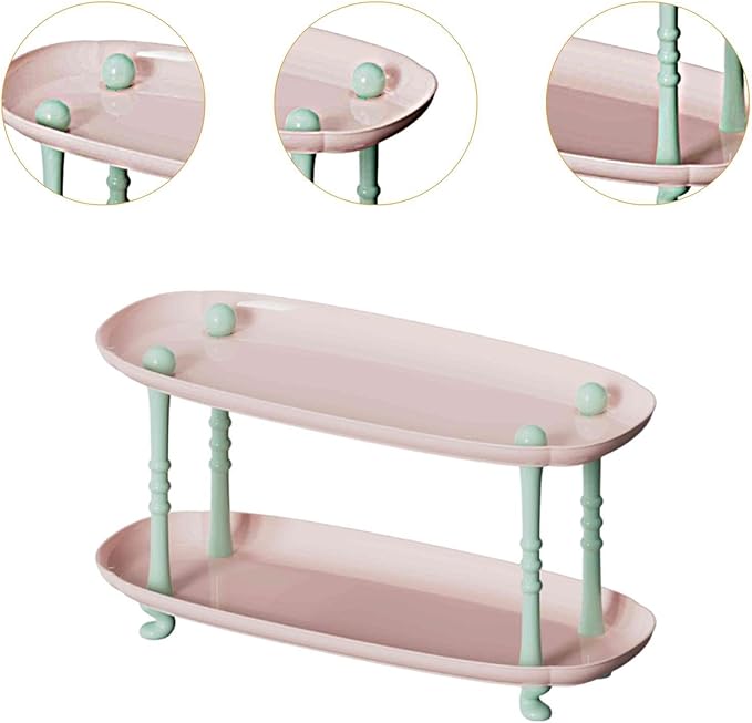 Desktop Organizer Countertop Storage Rack Vanity Tray Makeup Organizer for Countertop Red(Pink)