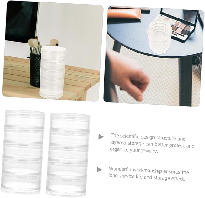 Alipis 2pcs Bead Storage Jars Transparent Organizer Box for Jewelry and Crafts Lightweight and Portable Containers Lids for Earring and Necklace Storage