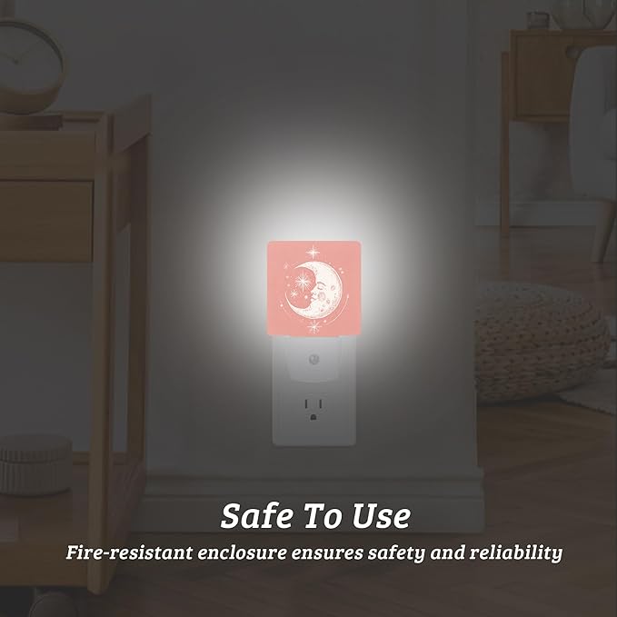 Boho Moon Night Light,Nightlight Lamp with Dusk to Dawn Sensor for Home Indoor Stairway Kitchen Corridor, Decorative Night Lights Plug Into Wall for Boys Girls Women Men Room Gifts