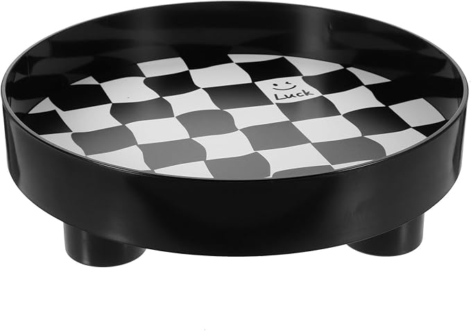 Black and White Checkered Large Storage Tray, Aesthetic Jewelry Holder and Makeup Organizer, Nordic Style Decorative Nightstand Dish for Perfume, Desk, and Home Décor