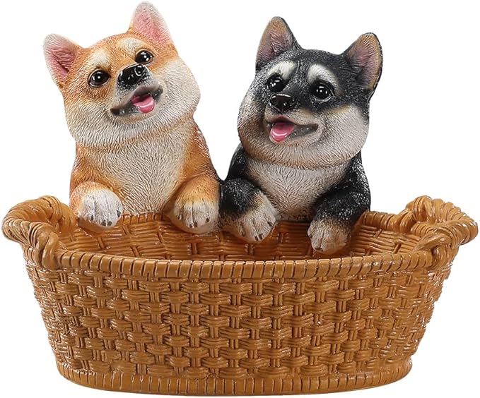 Dog Resin Storage Basket, Desktop Organizer for Remote & Keys, Cute Home Decor Tray, Ideal present for Pet Lovers.(Shiba Inu Dual Color)