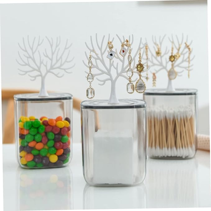 Acrylic Cotton Swab Box Lid Multifunctional Desktop Organizer for Makeup Pads and Jewelry Storage Dustproof and Sturdy for Bathroom and Vanity