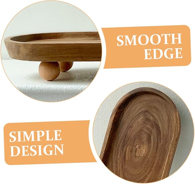 Wooden Decorative Tray Jewelry Display Plate Perfume Stand Organizer Makeup Tray for Entryway Storage and Photo Props