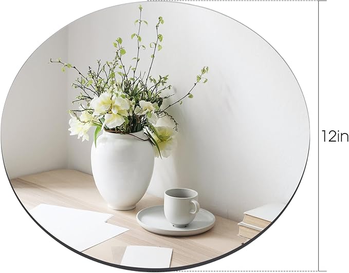 Mymonfif 12" Mirror Centerpieces, Set of 12 Round Mirrors for Centerpieces, 2mm Glass Mirror Plates, Mirror Tray, for Wedding Table, Party Decorations, Candle Plate Set, Craft, Christmas Decorations