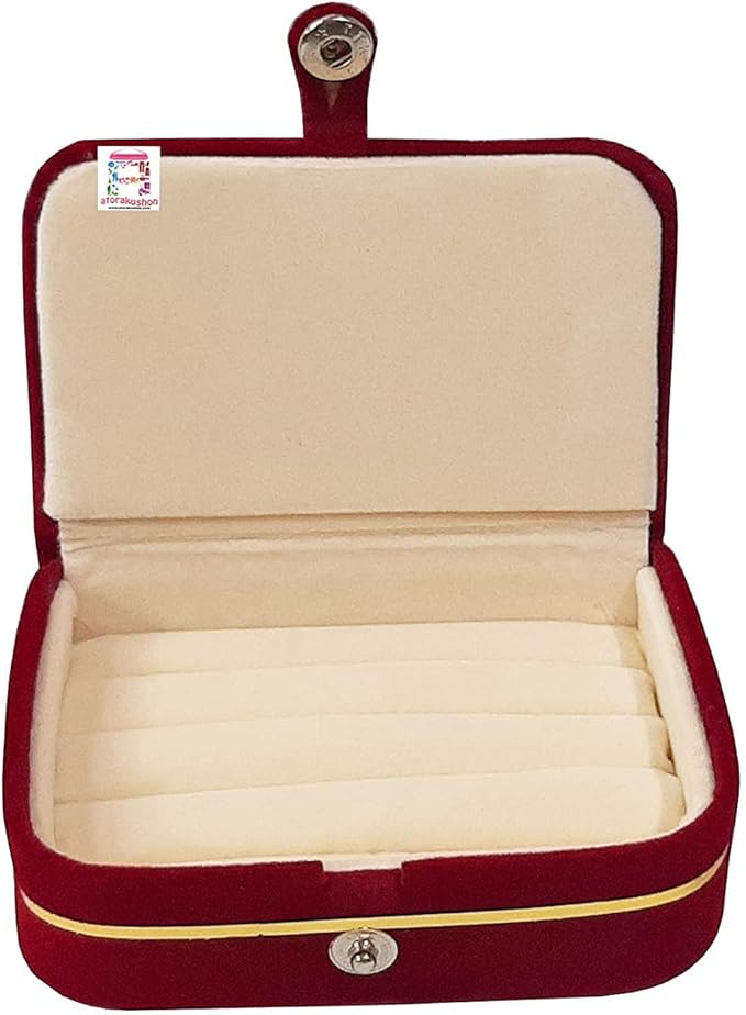 atorakushon Cream Velvet Folding jewellery Vanity Box Make-Up pouch Multipurpose 16 pair Earrings With Free Ring Box Organizer