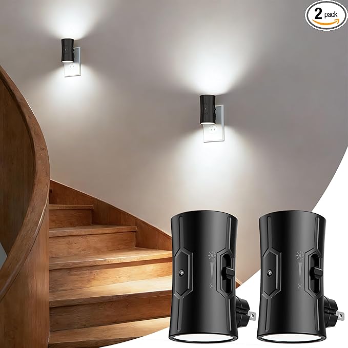 fesnne Night Light, 2-Pack Dimmable Plug-in Night Light with Auto On/Off & 90°Rotatable Plug, 0-100LM Adjustable Brightness,1W Ultra Low Energy for Bedroom, Hallway, Bathroom, Kids Room, White