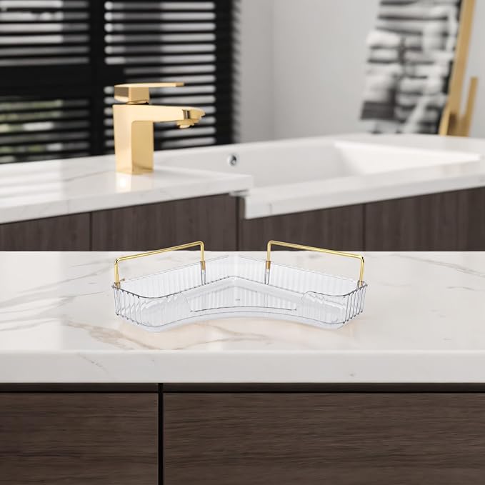 2-Tier Corner Bathroom Counter Organizer, Countertop Perfume Tray and Vanity Organizer, Makeup Cosmetic Storage, Skincare Storage Tray for Vanity Organizer, Corner Storage Organizers(#1)