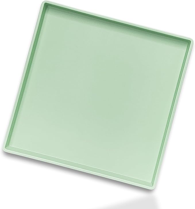 Green Square Plastic Tray - 11 Inch Multi-Purpose Organizer Tray for Vanity, Coffee Table, Bathroom Countertop & Ottoman | Decorative Catch-All Tray for Home, Office, Jewelry & Makeup