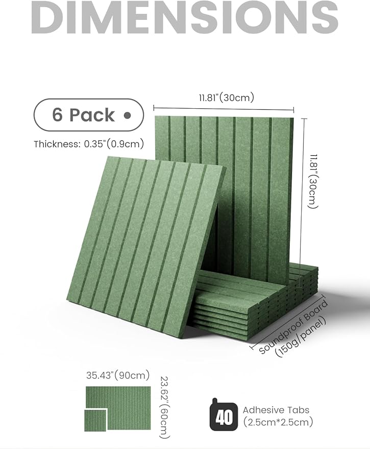 Large Felt Bulletin Board 36"x24" Cork Board Alternative - 6 Pack with 40 Safe Removable Adhesive Tabs, Cork Boards for Walls for Home Office Classroom Pin Board-Moss Green