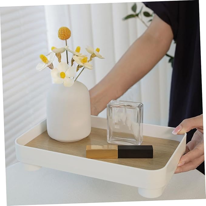 Wooden Storage Tray Makeup Organizer for Vanity Decorative Bathroom Vanity