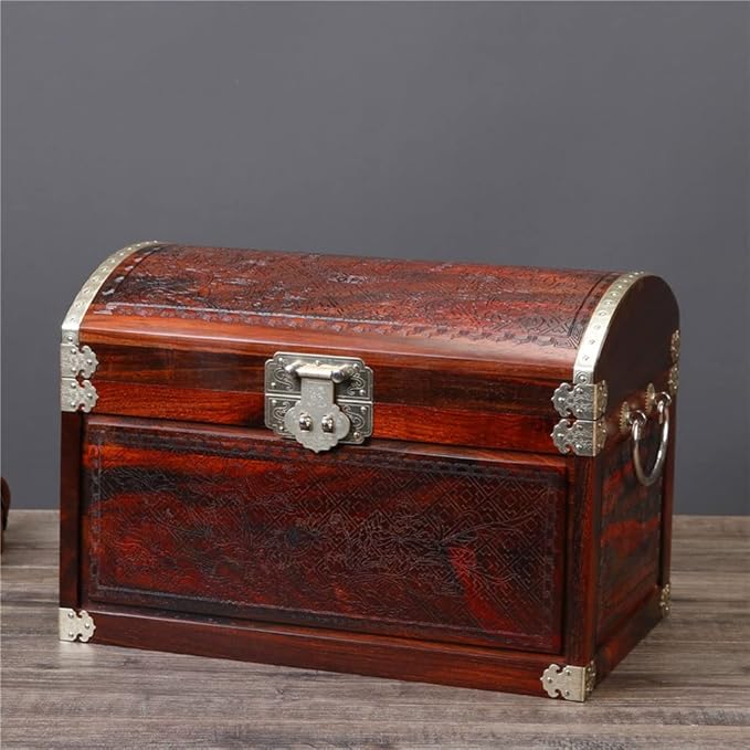 Makeup Organizers Solid Wood Jewelry Box Chinese Retro Storage Box Ring Earring Necklace Bracelet Watch Small Jewelry Storage Box Jewelry Box 11.81 Inches Jewelry Case (Color : A)