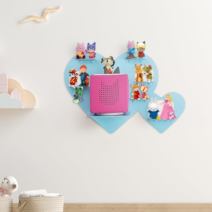 Metal Bracket for Toniebox,Floating Shelf for Tonies Figures 15-20pcs Storage,Wall Mounted Brackets for Toniebox Player,Children's Room Decorations and Gifts (Blue)