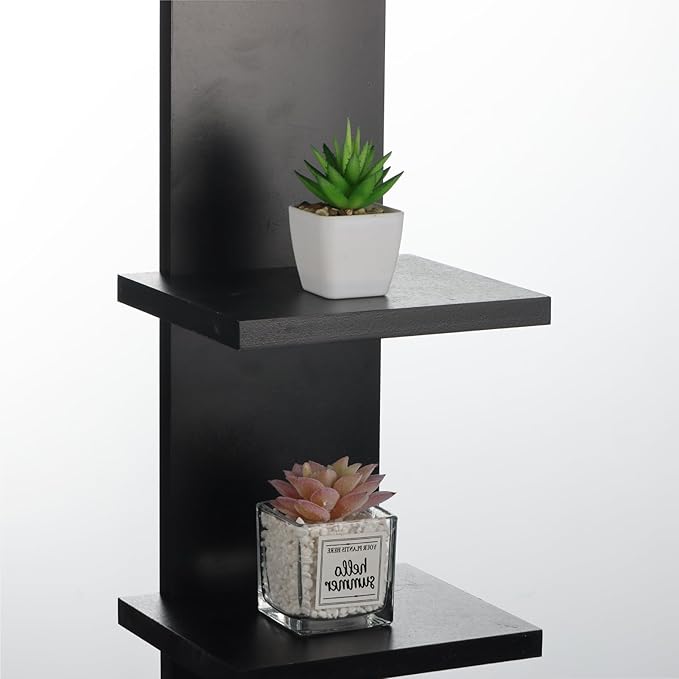 YEXEXINM 7 Tier Wall Shelf Unit - Lack Floating Shelf, Compact Display Floating Shelf, Vertical Column Wall Decor Mount Floating Storage Organizer Tall Tower Shelf for Bedrooms, Living Rooms(Black)