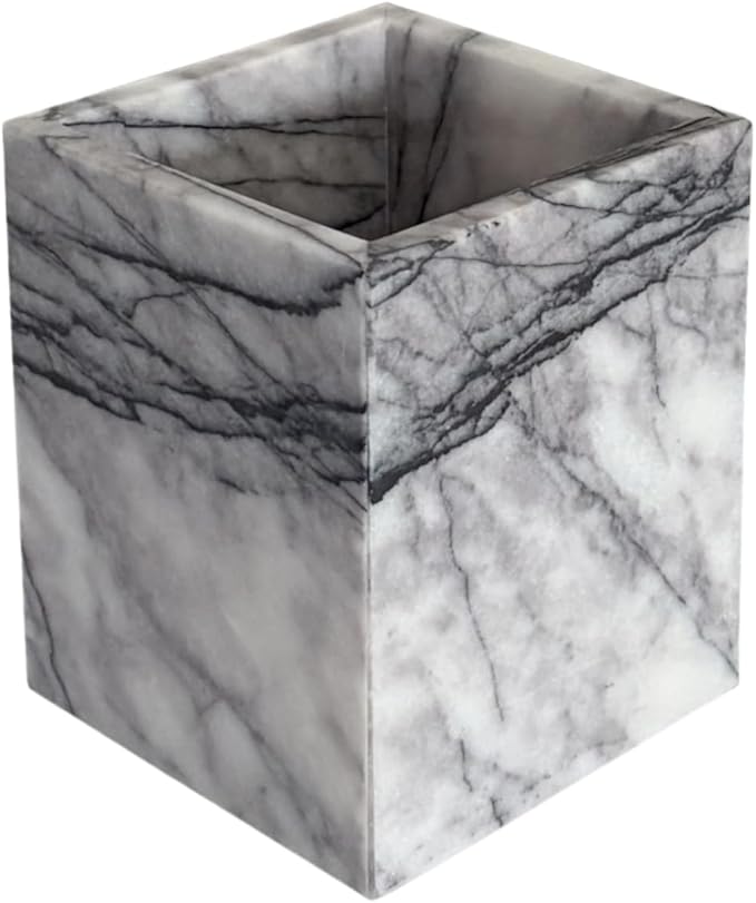 Natural Marble Stone Square Storage Container Empty Vessel Holder Cup for Candle/Pens/Sundries items (Lilac Marble)