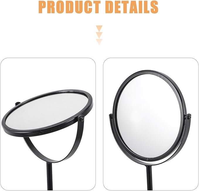 VICASKY Rotating Vanity Mirror with Tray Makeup Mirror for Home Desk European Style Jewelry Organizer Tray Black for Bedroom Dressing